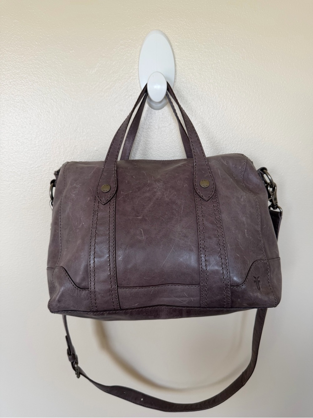 FRYE Melissa Double Handle Satchel Bag Handbag Italian Leather, Amethyst $398